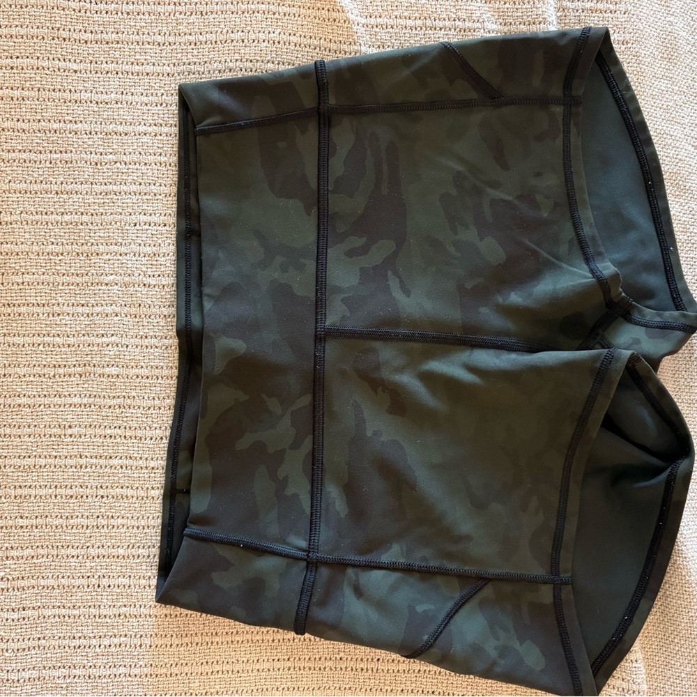 Lululemon Women's Olive Green Camo Athletic Shorts